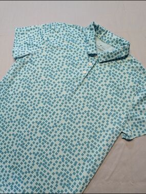 Nike Dri-Fit Printed Geometric Golf Polo Teal Aqua Green Women's Size Large